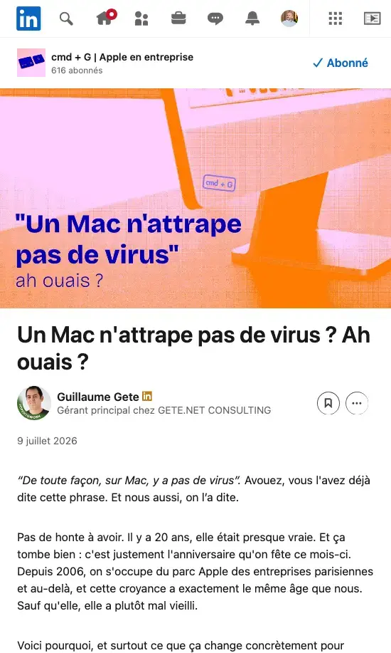 Newsletter cmd+G « Un Mac n’attrape pas de virus ? Ah ouais ? »